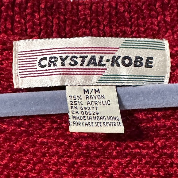 Vintage Crystal Kobe Red Argyle Knit Sweater Vest Women’s Size Medium Academia - Picture 13 of 13